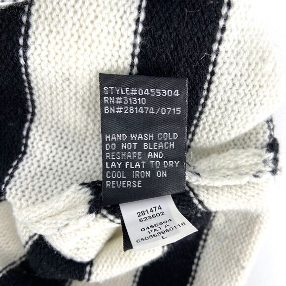 AB Studio Womens Size Large Sweater Top White Black Stripe Chevron Pointed Hem - Picture 6 of 6
